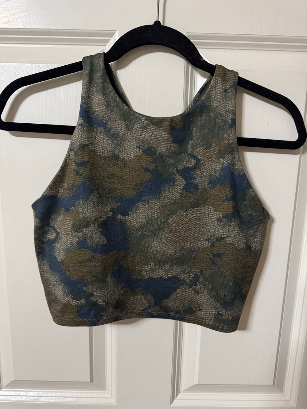 Athleta High-Neck Conscious Crop Tank - Olive & Blue